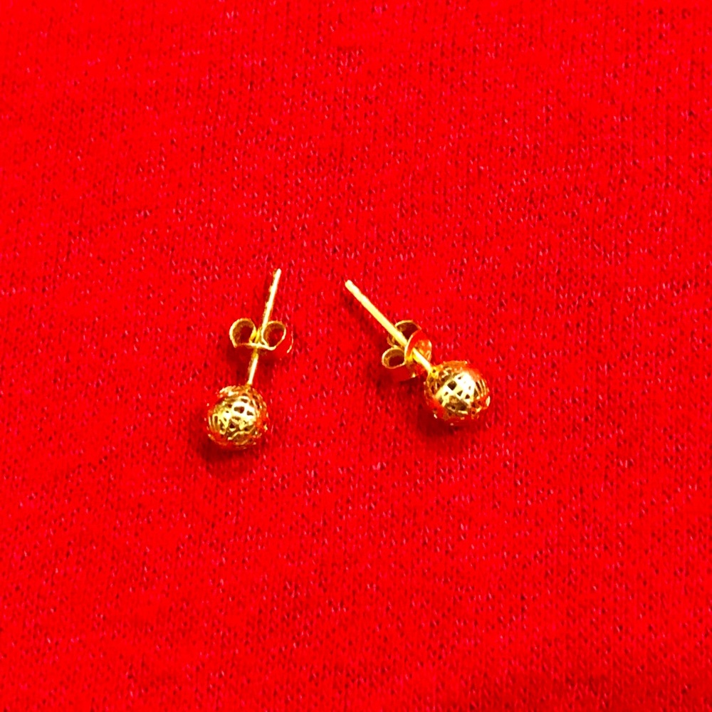 18k Solid Gold Stud Ball Earring